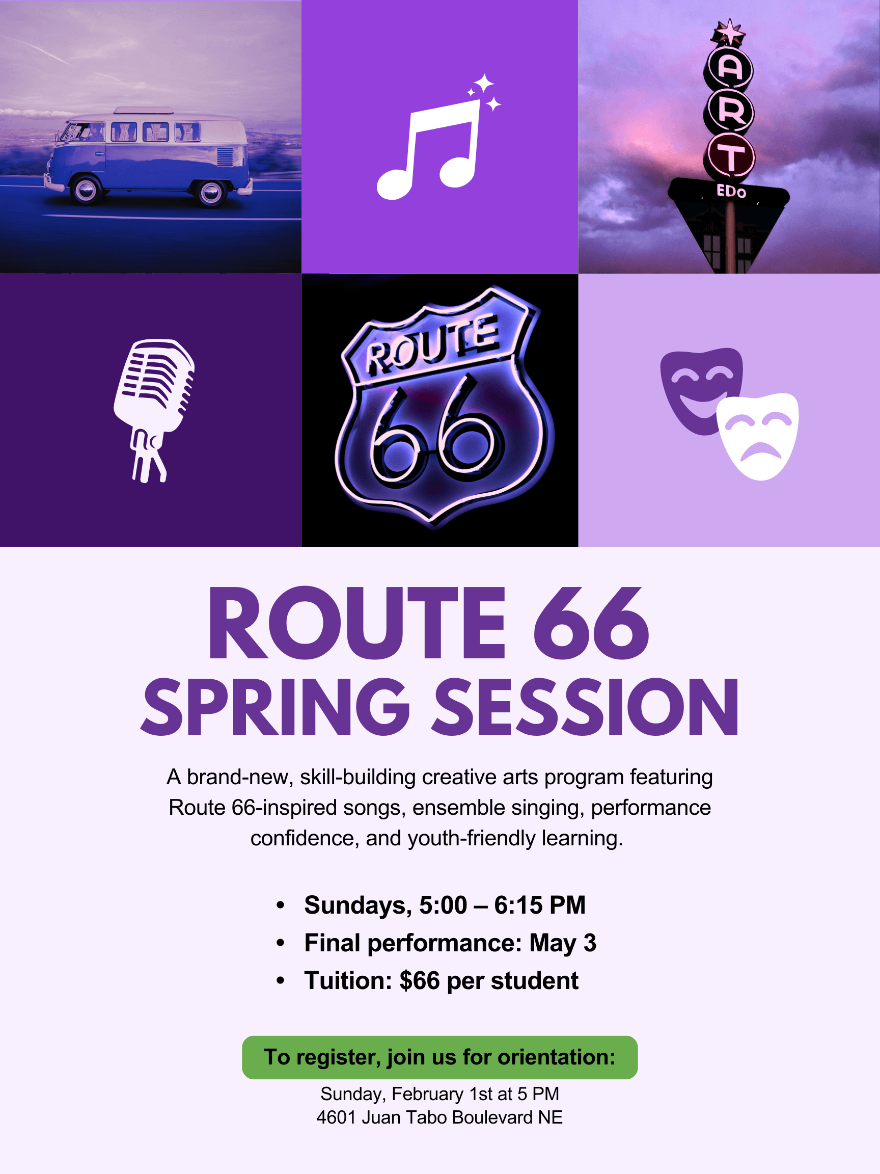 Flyer for Inside Out Performance Academy's 2026 Spring Session.